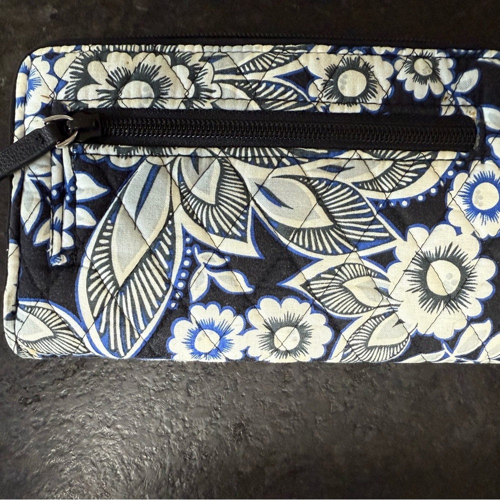 Vera Bradley Black and Blue Floral Wristlet